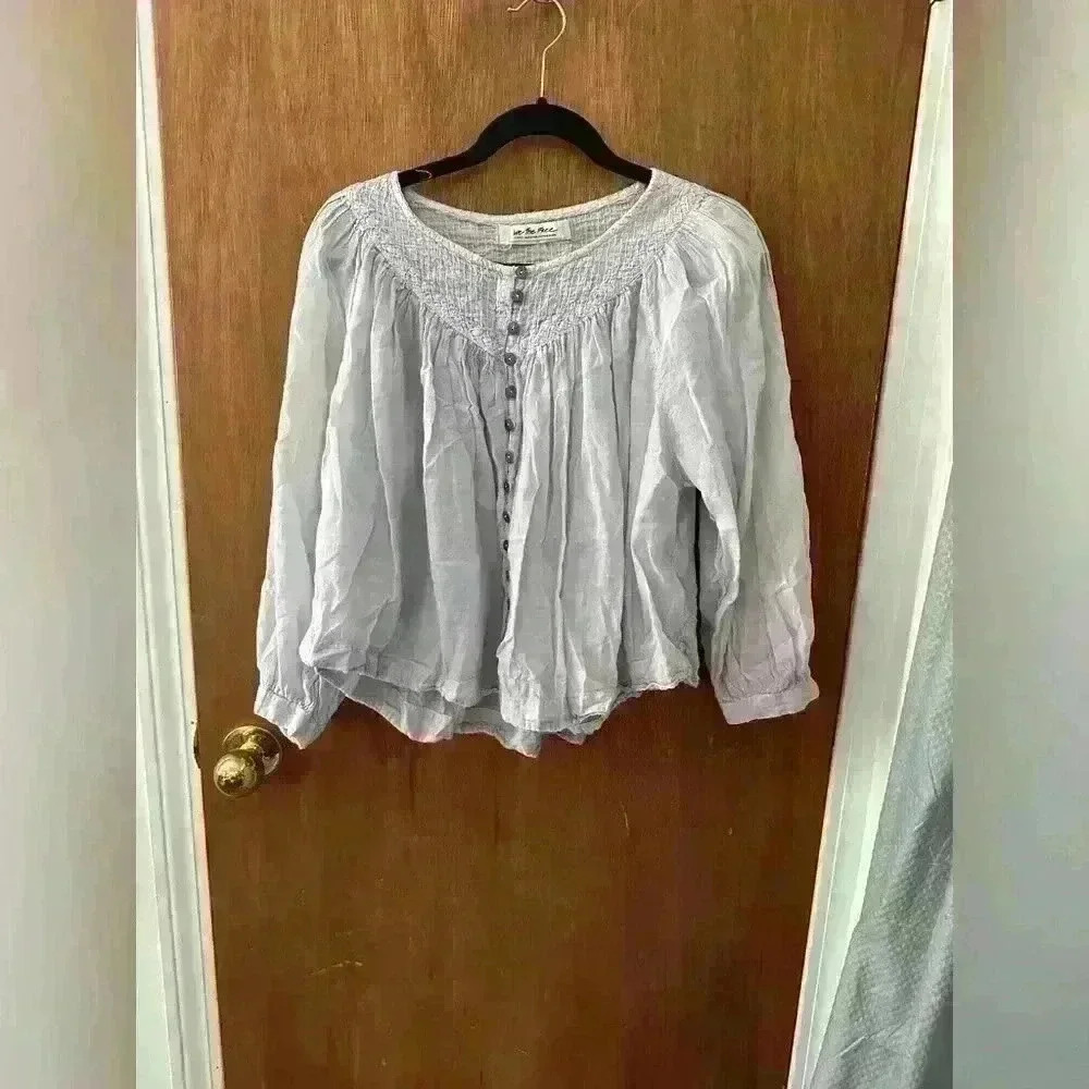Free People We the Free Cool Meadow Peasant Blouse - Picture 3 of 4
